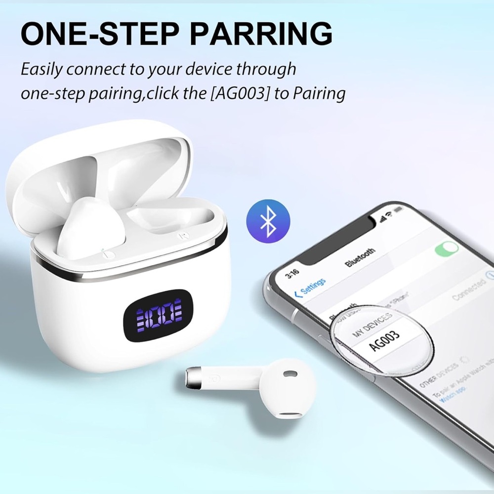 Bluetooth Earbuds w/ LED Display, 40-hour Playtime, IPX5 Waterproof - Picture 3 of 8